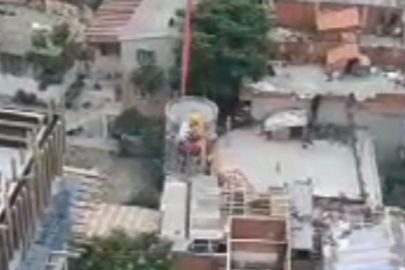 İzmir’de akılalmaz olay: Vincin kovasında işçi taşıdı