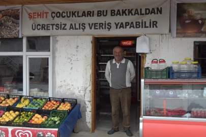 O bakkalda her şey şehit çocuklarına bedava