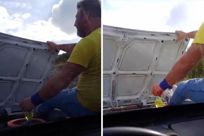 Canını hiçe sayıp hareket halindeki araca benzin doldurdu