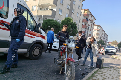 Kaza geçiren motosikletli acısını unutup bilgisayarını sordu