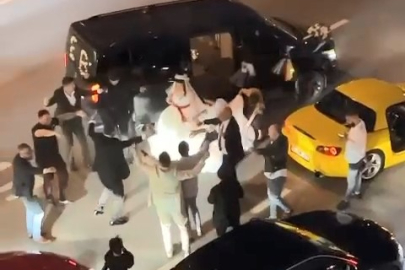 Yolu kapatan düğün konvoyları kameralara yansıdı