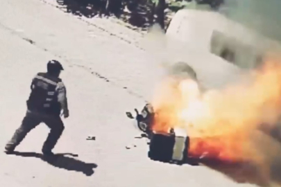 Elektrik bisiklet yandı, sürücü canını zor kurtardı