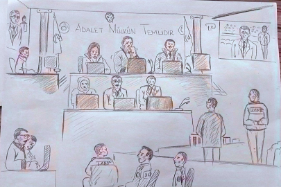 Tutuklu yargılanan İmamoğlu Hakim karşısında böyle resmedildi