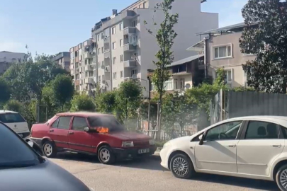 Park halindeki otomobil alev topuna döndü