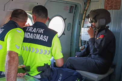 Bursa'da tatil trafiğine jandarmadan helikopterle denetim