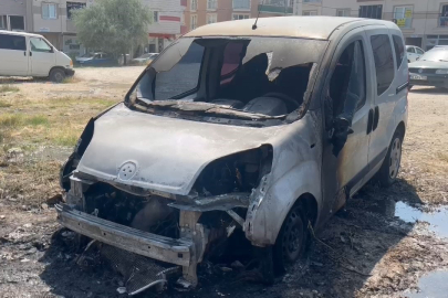 Tarlada başlayan yangın, 2 aracı küle çevirdi