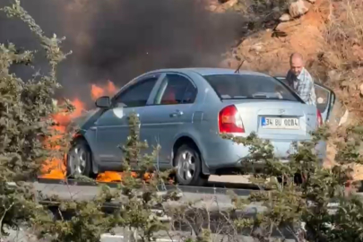 Otobanda otomobil alevlere teslim oldu