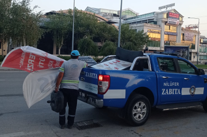 Nilüfer zabıtasından kent estetiğine operasyon