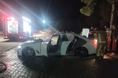 Mudanya Devlet Hastanesi otoparkında araç yangını