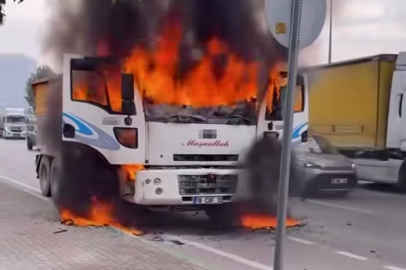 Çevre otoyolunda alev alev yandı