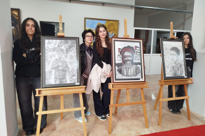 Genç ressamlar Gazzeli çocukların acısını resmetti