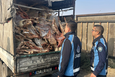 Halk sağlığı tehlikede! Polis operasyonunda kamyonetteki kilolarca bozuk et imha edildi