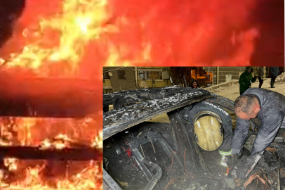 Araç yandı, sürücü küller arasında değerli eşyalarını aradı