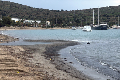 Bodrum'da deniz çekildi