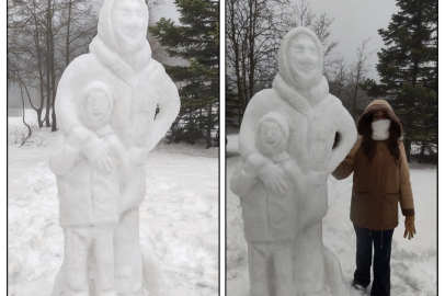 Uludağ’da kardan sanat: Sarıalan’da görenleri hayran bırakan heykel!