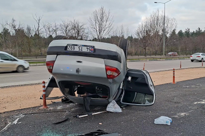 İzmir Yolu’nda can pazarı! Takla atan araçtan sağ çıktılar