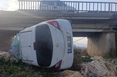 Köprü korkuluklarını kırıp dereye düştü