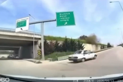 Bursa Şehir Hastanesi kavşağında ters yön tehlikesi kamerada