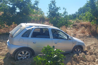 Kontrolden çıkan otomobil meyve bahçesine uçtu: 4 yaralı