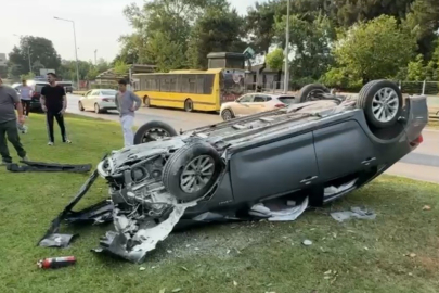Bursa Mudanya Bulvarı'nda feci kaza: Araç takla attı!