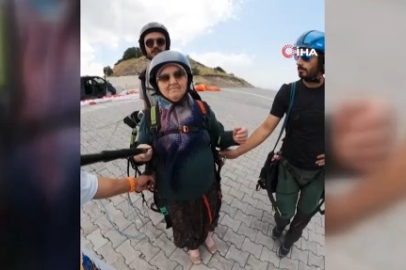 Türkan teyzenin paraşüt macerası güldürdü: "İnşallah tansiyonumu yükseltmez"