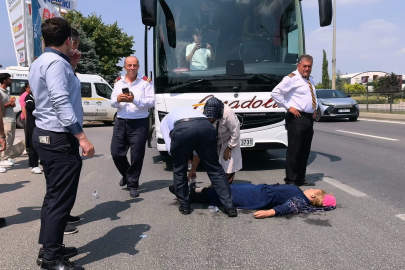 Yolcu otobüsünün çarptığı kadın ağır yaralandı