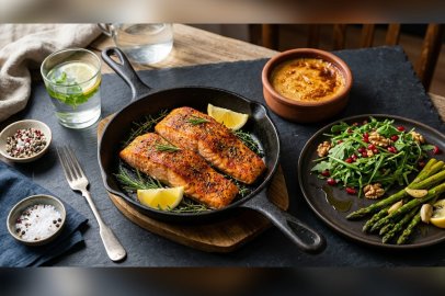 Glutensiz beslenenler için fırında baharatlı somon menüsü