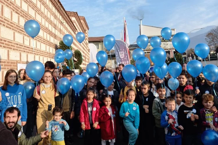 Bursa'da mavi balonlar ‘diyabet için’ gökyüzünde