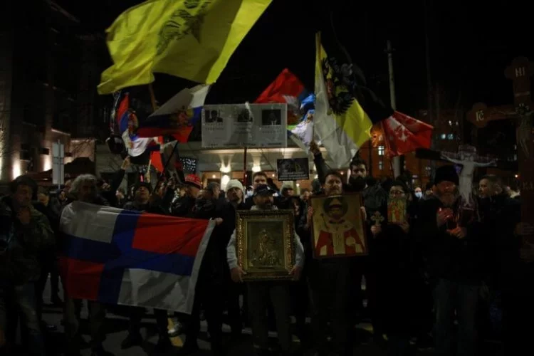Sırbistan'ın başkenti Belgrad'da Rusya'ya destek gösterisi